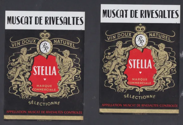 2 Anciennes étiquettes  Alcool France BN102773 Vin doux de Rivesaltes Ange