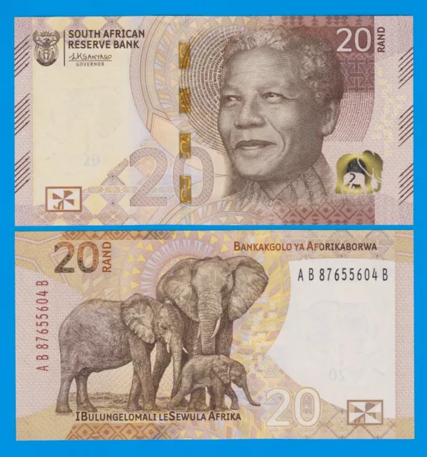 South Africa 20 Rand P 149 NEW Design 2023 UNC Nelson Mandela, Elephant