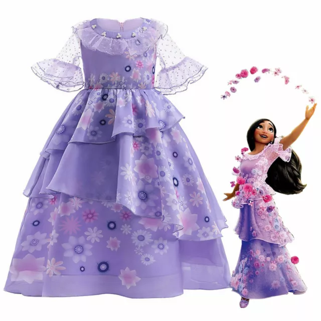 Girl Dress Encanto Isabela Purple Costume Party Birthday Dresses Size 2-10 years