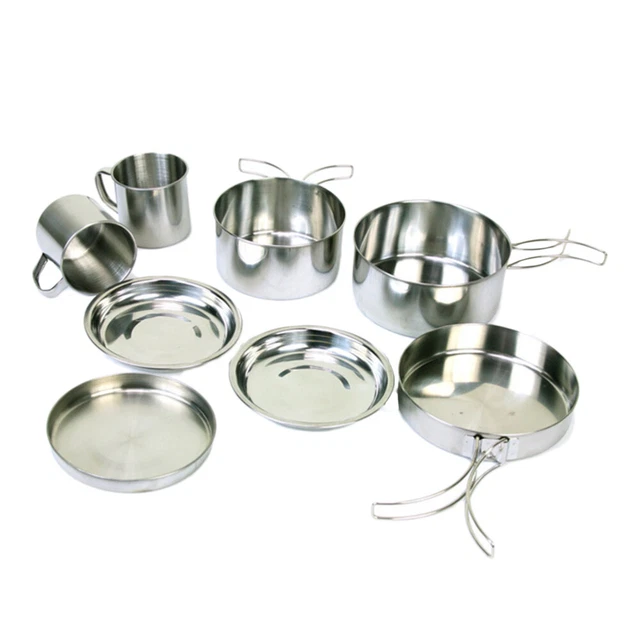 8 utensilios de cocina exterior juego de acero inoxidable cuenco portátil picnic exterior