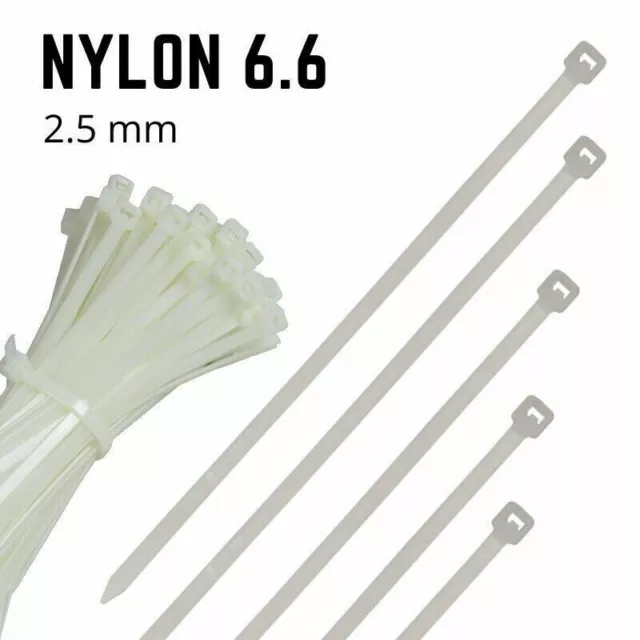 Cable Ties Nylon Zip Tie Wraps Strong Long (CLEAR,100X2.5MM,QTY 100) (TIES&BASE)