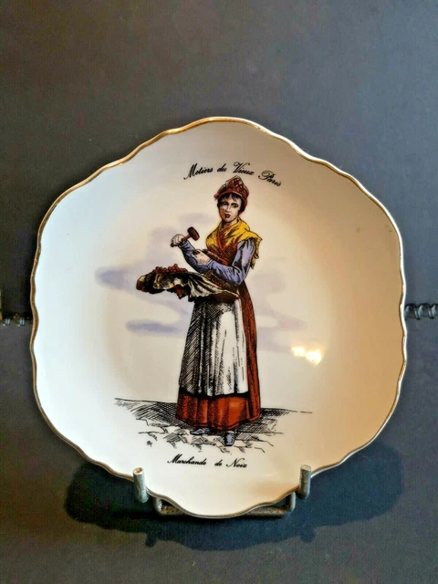 Ancienne Assiette Ronde Métiers du Vieux Paris Marchande de Poire Cuites Déco
