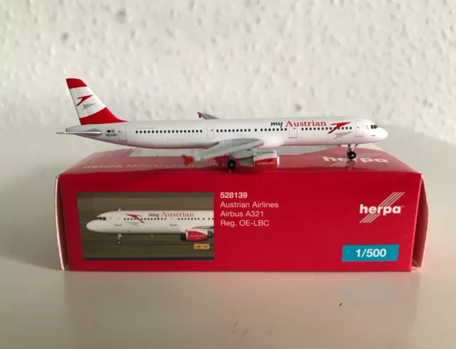 Herpa Wings Austrian Airlines Airbus A321 OE-LBC 528139 1:500