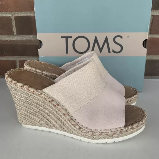 Toms Monica Mule Slip On Wedge Sandals Tan Beige Suede Women’s US 10 M