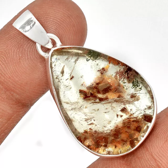 12g Treated Ghost Phantom, Lodolite 925 Sterling Silver Pendant Jewelry CP21796