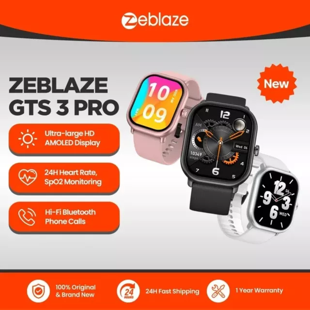 Zeblaze GTS 3 PRO AMOLED Anrufe SpO2 15Tage Akku Fitness SmartWatch Neu OVP