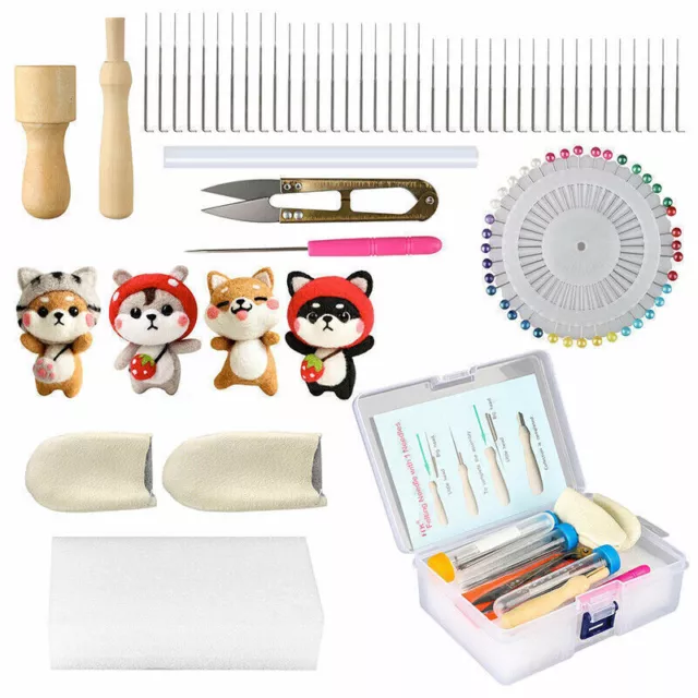 Needle Felting Starter Set Kit Wool Felt Tools Mat DIY Hand Craft Making Supply