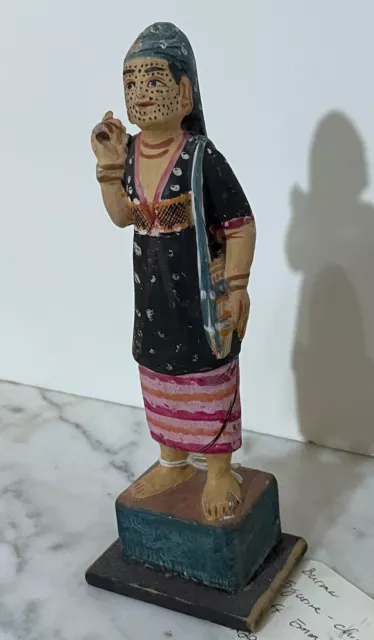 EARLY 20th CENTURY PAINTED WOOD STATUE OF FEMALE FIGURE - FROM MUSEUM COLLECTION