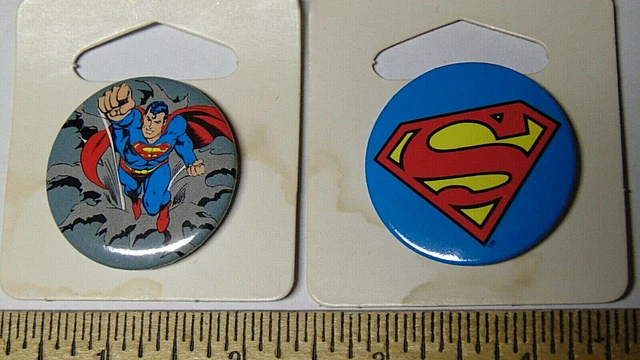 Lot of 2 Superman Pinback Buttons 1.5 Inch 2011 Button-Up Mint on Card