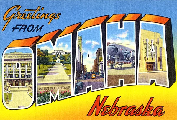 Greetings From Omaha, Nebraska - 1930's - Vintage Postcard Poster