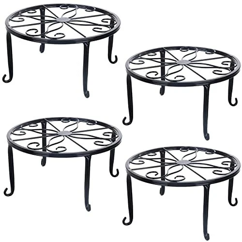 4 Pack 9&quote; Metal Plant Stands for Indoor and Outdoor, Planters S...