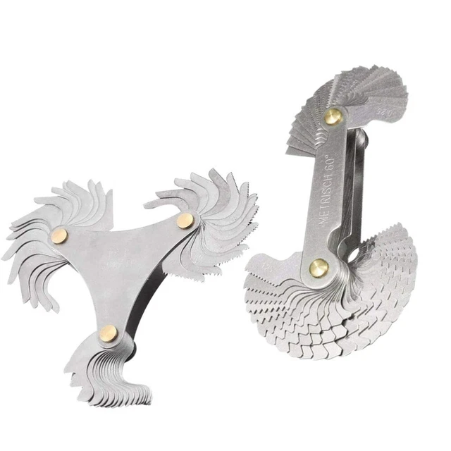 2 Sets Stainless Steel Thread Template Center Gauge Screw Pitch Cutting