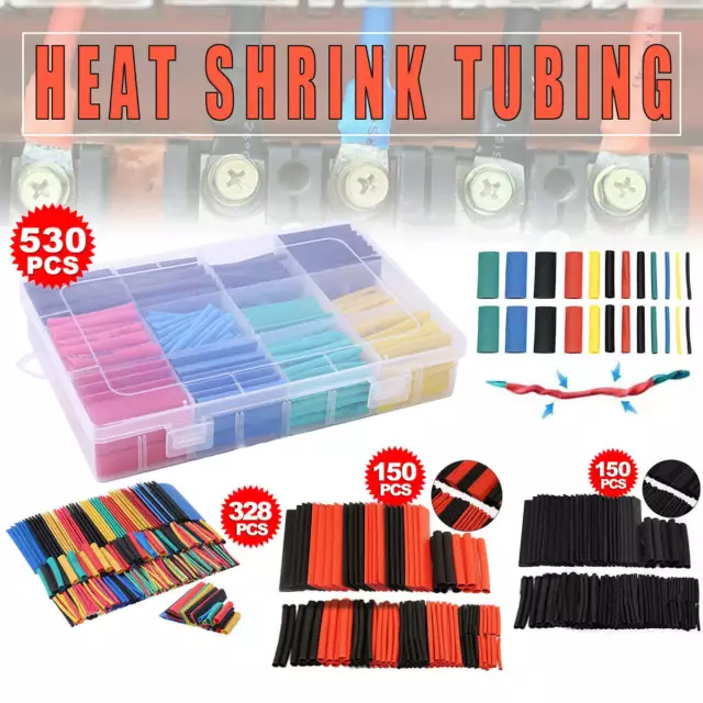 530 PCS Heat Shrink Tubing Tube Assortment Wire Cable Insulation Sleeving Kit AU