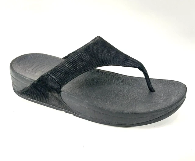 Fitflop Black Sandals Womens 8 Electra Thong Flip Flop Slip On Suede Casual