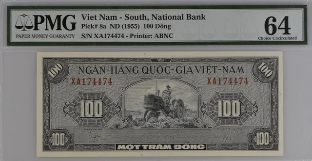 100 Dong Viet Nam-South National Bank pick 8a 1955 PMG UNC 64