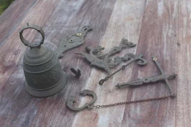 Antique (?) Vintage (?) Lovely Old Large Solid Brass Bell Wall Hanging Ornate
