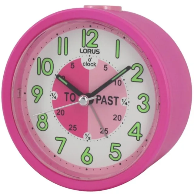 Bedside Beep Alarm Clock Lorus LHE034P Time Teacher Children Kid Girls Gift Pink