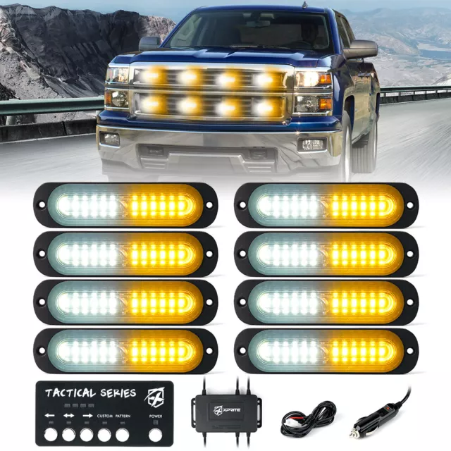 Xprite 4PC 8PC Car Truck Emergency Warning Flash 12 LED Strobe Light Fog Driving