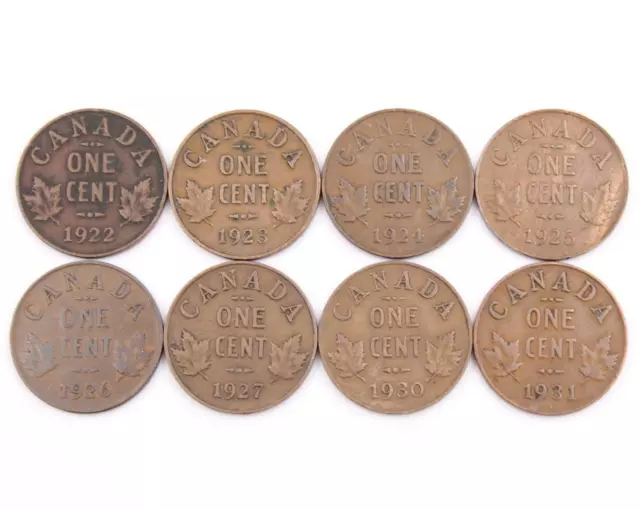 1922 1923 1924 1925 1926 1927 1930 1931 Canada key date cents VG 8-coins (4)
