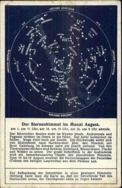 German Astonomy Astrology Zodiac Stars Horoscope c1910 Postcard AUGUST