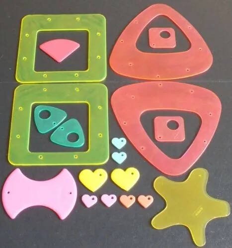 ELLO CONSTRUCTION PARTS AND HEARTS x 19.  MIXED COLOURS.