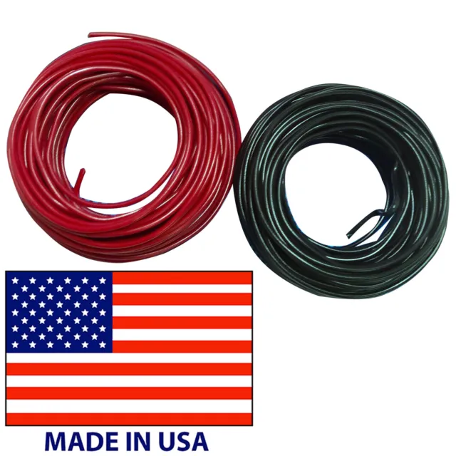 16 Gauge Primary AWG Wire 25' FT Each Red & Black Stranded Copper - Made In USA