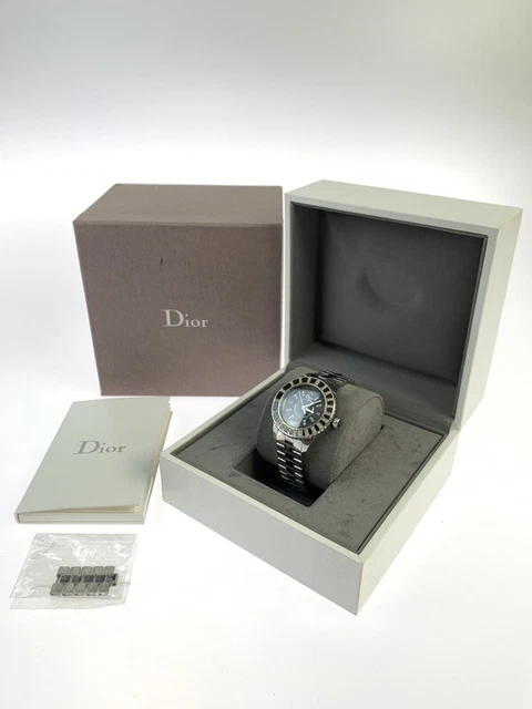 Wristwatch USED Christian Dior Clistle Women Quartz Silver Black Diamond