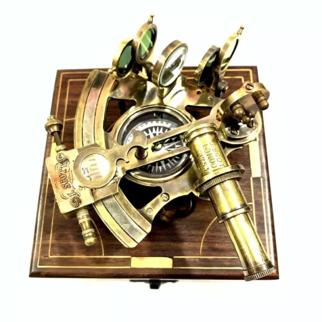 J Scott London Sextant Mit Holzkiste Navigation Nautisch Massives Messing