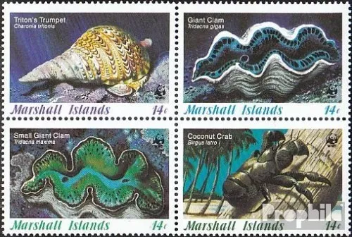 Marshall-Islands 73-76 block of four unmounted mint / never hinged 1986 Sea snai