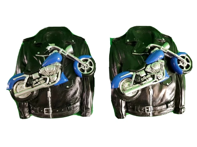 Ceramic Motorcycle Wall Home Decor 5.5" x 4" Inches Hand crafted Biker Jacket