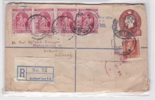 907225 Einschreibebrief Neuseeland New Zealand Auckland nach Erfurt 1923
