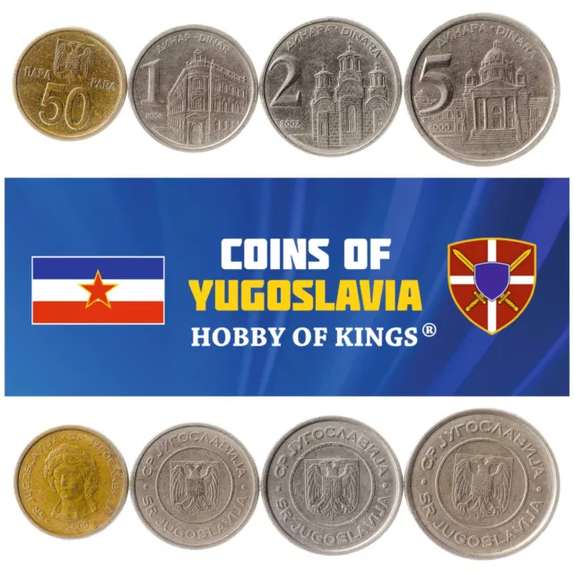 Yugoslav 4 Coin Set 50 Para 1 2 5 Dinara | Gračanica Monastery | 2000 - 2002