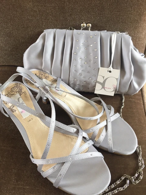SILVER WEDDING SHOES and matching bag new with tags