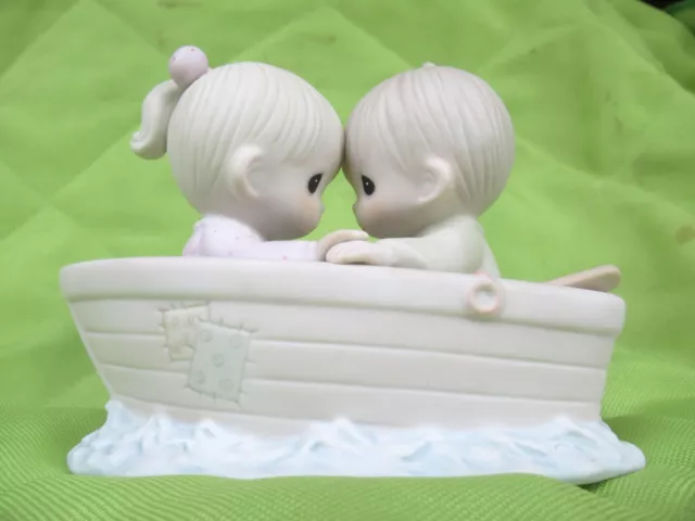 1985 Precious Moments Friends Never Drift Apart figurine No. 100250 with rowboat