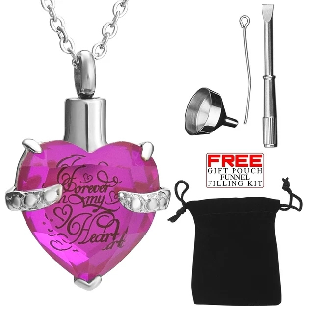 Collar Urn Cremation Joyería Rosa Corazón Pendent Para Cenizas Memorial Locket