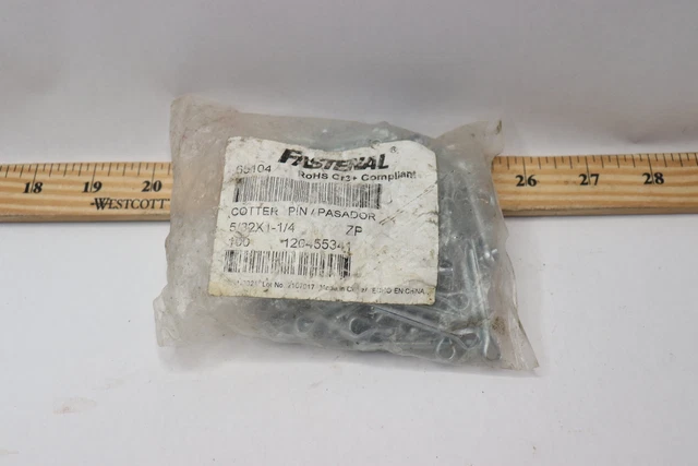 (100-Pk) Extended Prong Cotter Pin Zinc Finish 5/32" x 1-1/4" 120455341