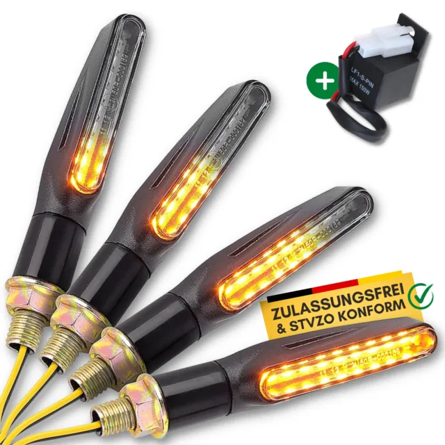 Binego® 4x LED Blinker Motorrad E Geprüft mit Lauflicht Mini Blinker mit Relais