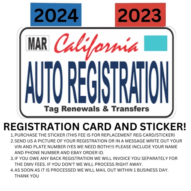 CALIFORNIA DMV LICENSE YEAR STICKER 2023 2024 63.00 PicClick