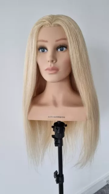 Blonde Mannequin Head Human Hair With Stand Hairdressers Practice Training  Head