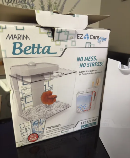 Marina Betta Ez Care Plus Aquarium Kit - White - 1.35 Gallon - 13336