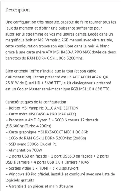 MEGAPORT PC GAMER Jet II AMD Ryzen 5 2600X 6X 3,60 GHz • GeForce RTX2060  6Go • 1 EUR 800,00 - PicClick FR