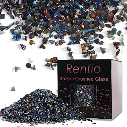 Fragmentos de brillo de vidrio triturado roto Renfio aplastamiento 2-4 mm metal pequeño irregular...