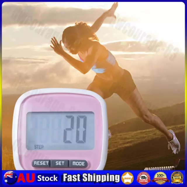 LCD 3D Pedometers Clip-on Electronic Step Counter Fitness Tracker Unisex (Pink)