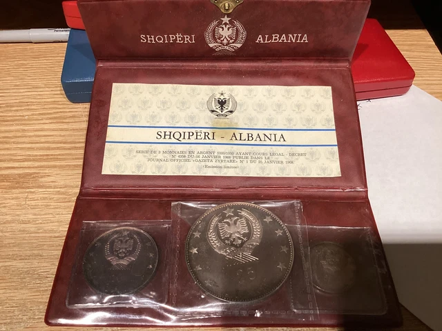 1968-3 Coin Silver Proof Set -Albania Minted By The Franklin Mint (NUM5974)