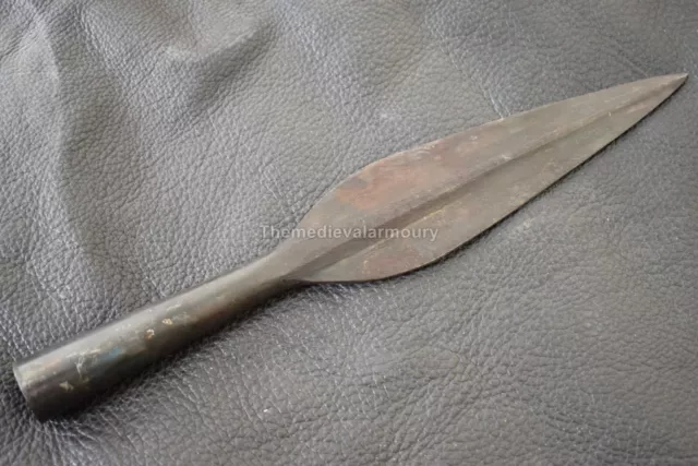 Hand Forged Medieval Celtic Leaf Blade Iron Spearhead.
