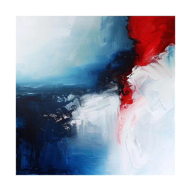 LARGE TEXTURED ABSTRACT Blue Oil Painting On Canvas Handmade