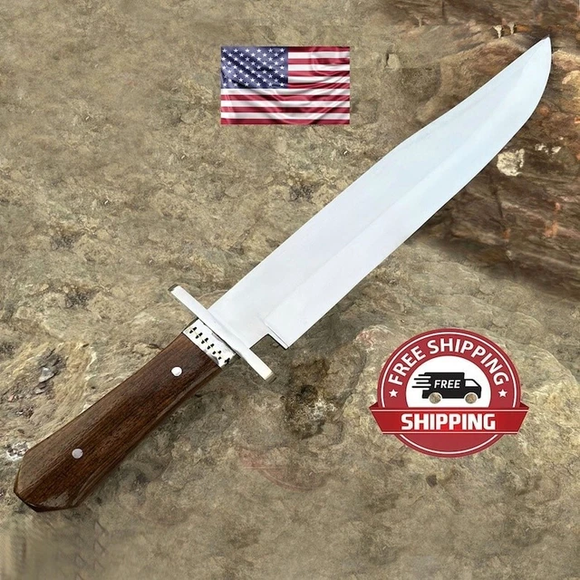 Vintage D2 Steel Hunting Big Bowie Fixed Blade Survival Camping Knife w/ Sheath
