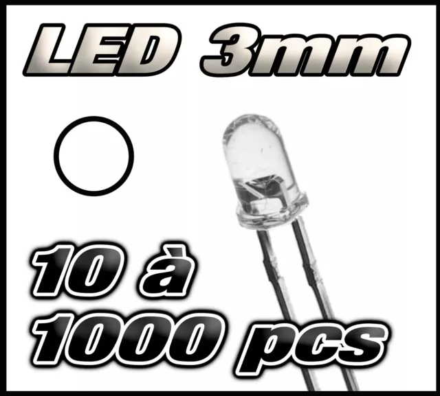 E211# LED blanche 3 mm de 10 à 1000 pcs  white LED