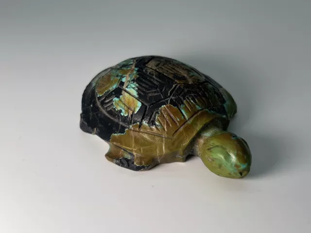 Finest Chinese Antique Carved Tibetan Turquoise Turtle Fetish / Effigy 530 Cts 2