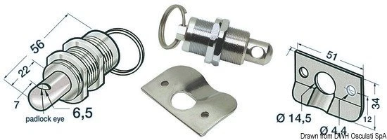 Fermeture Casiers Inoxydable Cadenas Marque Osculati 38.405.50